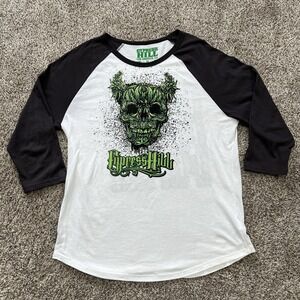 Cypress Hill Men's XL 3/4 Sleeve Baseball Jersey White Skull Insane Rap Music